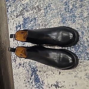 Black leather "Label" Go-To Chelsea pull on boots unisex